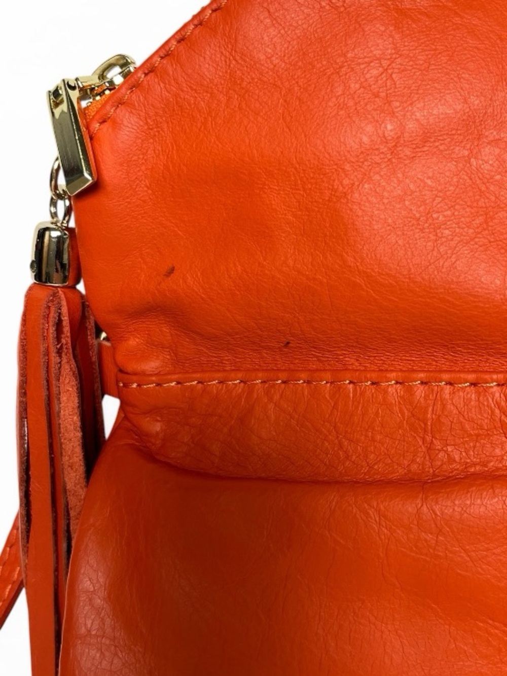 Vera Pelle Orange Italian Leather Crossbody Bag small - Picture 4 of 7